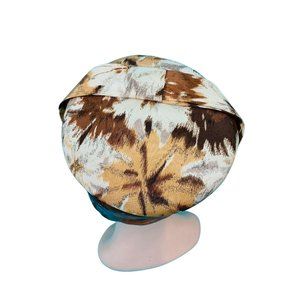 Vintage 1950s Floral Cap Brown Printed Round Hat